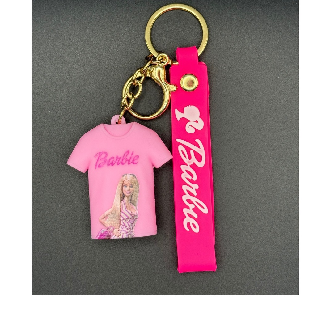 Barbie Pink T Shirt Shaped Keychain‎ with Barbie Logo and Figure